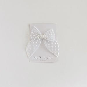 Sailor Bow - white velvet dot